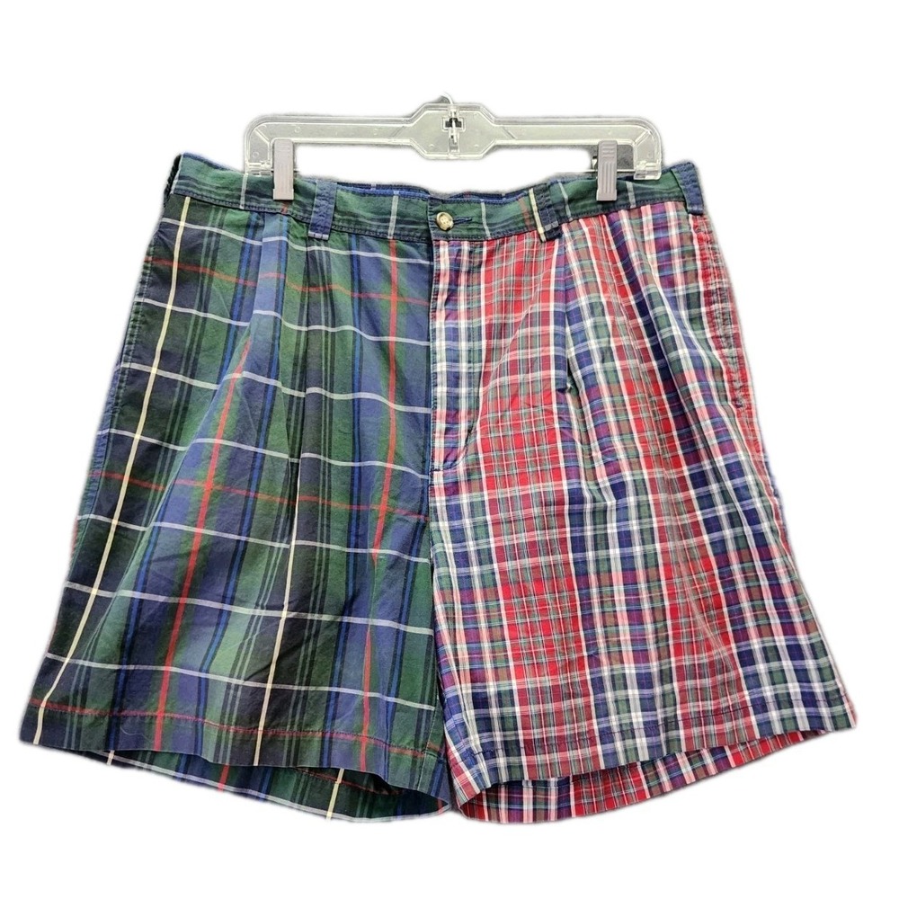 Vtg 90s Gant Salty Dog Plaid 100% Cotton Chino Short Madras Beach Sz 38 Preppy